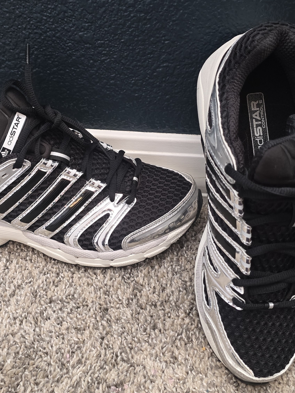 adidas Adistar Women's Black and Silver Athletic Sneakers